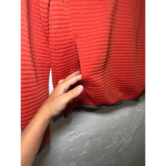 L.L. Bean Men's Red Zip-Up Sweater with Blue Trim - Picture 2 of 7